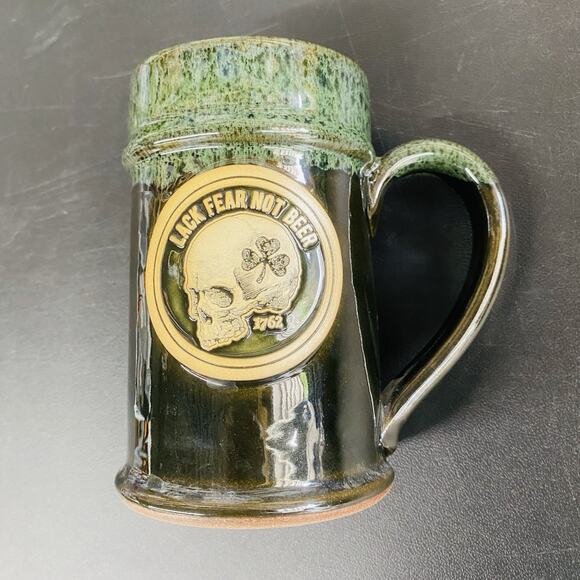 Zero Foxtrot Other - Zero Foxtrot Stoneware Coffee Mug Hate Fear Not Beer Skull Stoneware Rare USA